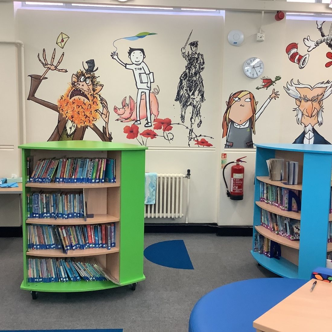 Our bright and colourful library